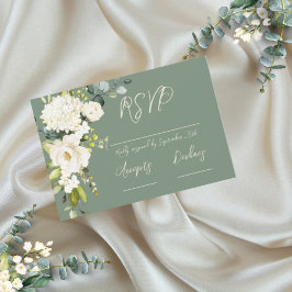 Elegant Grönt Vit Blommigt OSA kort