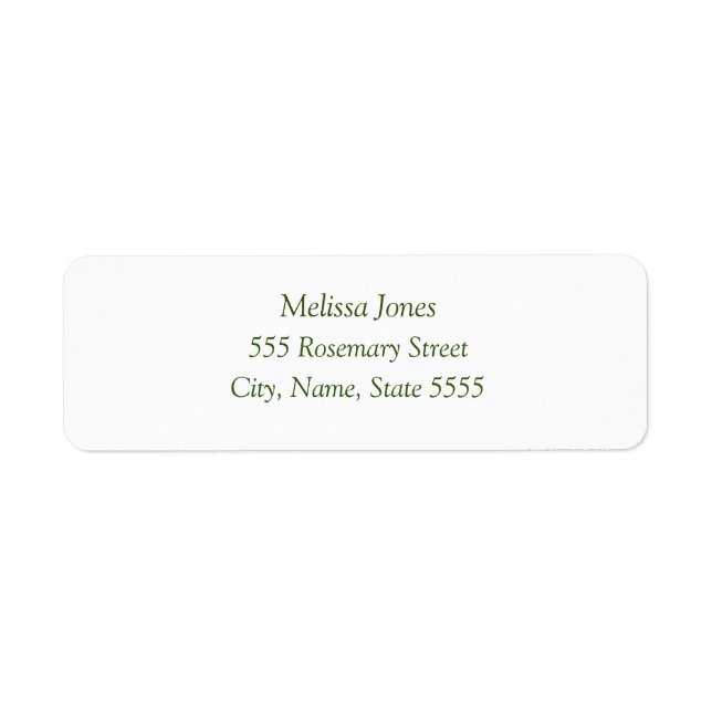 Elegant Grönt Vit minimalistisk returadress Lab Etikett (Framsidan)
