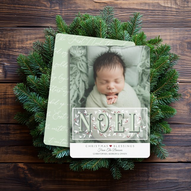Elegant Grönt Vit övertäckning - fotopriskort Kort (Shown on a 5" x 7" card with rounded corners)