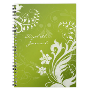 Elegant Grönt Vit Personlig Journal bärbar dator Anteckningsbok Med Spiral