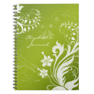 Elegant Grönt Vit Personlig Journal bärbar dator Anteckningsbok Med Spiral