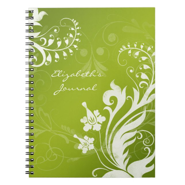 Elegant Grönt Vit Personlig Journal bärbar dator Anteckningsbok Med Spiral (Framsidan)