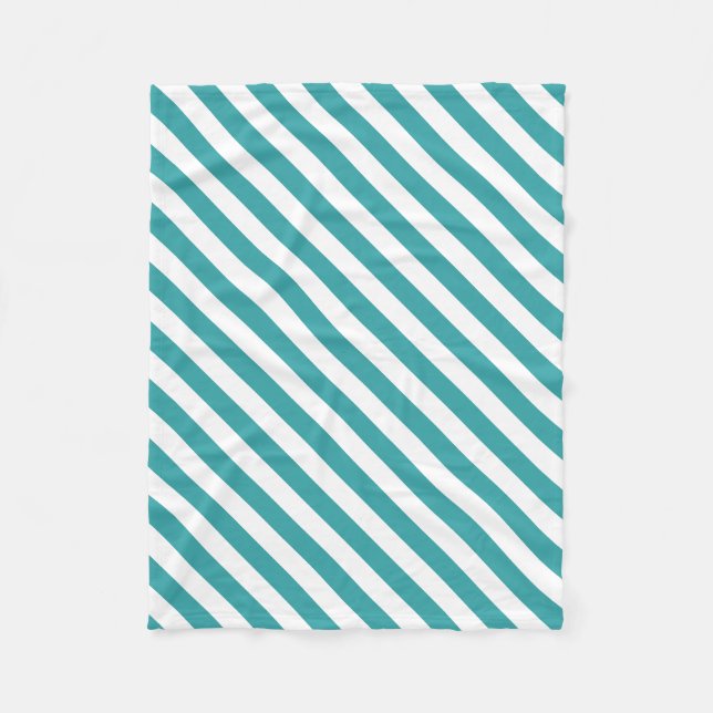 Elegant Grönt Vitstripe Trend Färg-mall Fleecefilt (Framsidan)