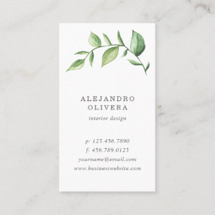 Elegant Grönt Watercolor Rustic Greenery Visitkort