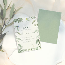 Elegant Grönt & White Botanical Löv Bröllop OSA Kort