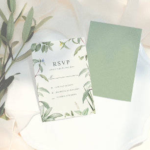 Elegant Grönt & White Botanical Löv Bröllop OSA Kort