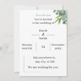 Elegant Grönt White Bröllop Inbjudningar