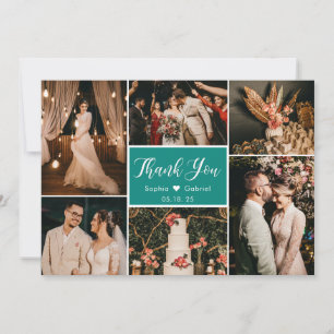 Elegant Grönt White Bröllop Multi Photo Collage Th Tack Kort