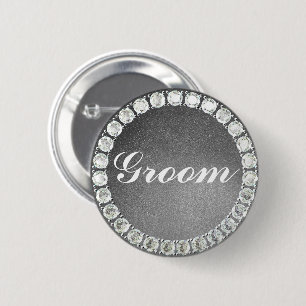 Elegant Groom silver glitter Knapp