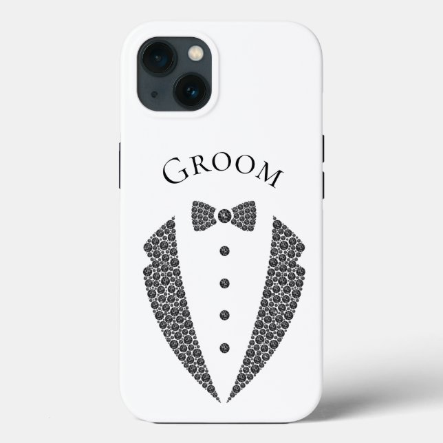 Elegant Groom Tuxedo Black White Bröllop (Baksida)