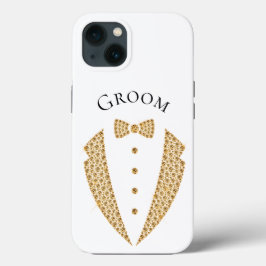 Elegant Groom Tuxedo Guld Typography Bröllop