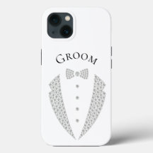 Elegant Groom Tuxedo Silver Typography Bröllop
