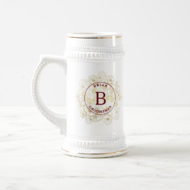Elegant Groomsman Monogram Beer Stein Sejdel