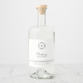 Elegant Groomsman Monogram Spritflaskor Etikett
