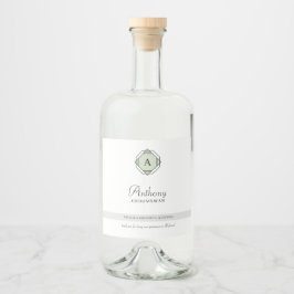 Elegant Groomsman Monogram Spritflaskor Etikett