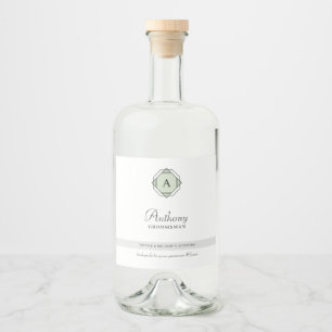 Elegant Groomsman Monogram Spritflaskor Etikett