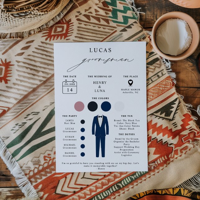 Elegant Groomsmen-förslags- och informationskort Inbjudningar (Skapare uppladdad)