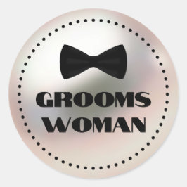 elegant groomswomen black tie dekorative bröllop runt klistermärke