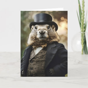 Elegant Groundhog gentlemen an Funny Helgkort