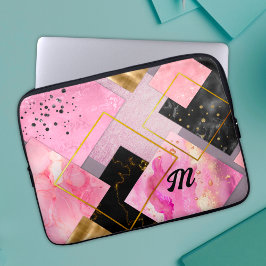 Elegant, grov faux Glitter rosa svart geometri Laptop Fodral