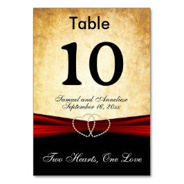 Elegant Grunge Stil med Red Satin Ribbon Bordsnummer