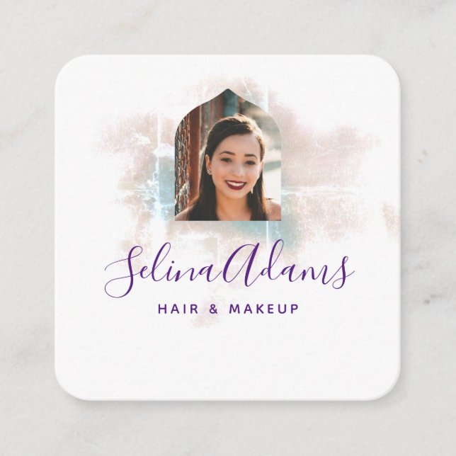 Elegant Grungy Watercolor Photo Abstrakt Fyrkantigt Visitkort (Framsida)