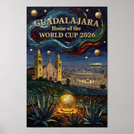 Elegant Guadalajara fotbollskonst 2026 arena Poster