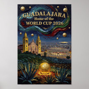 Elegant Guadalajara fotbollskonst 2026 arena Poster