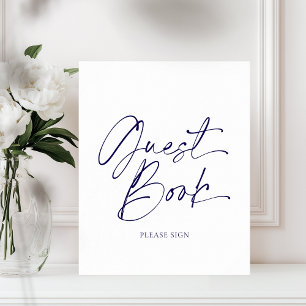 Elegant Guest Bok-inloggning i marinblå kalligrafi Poster