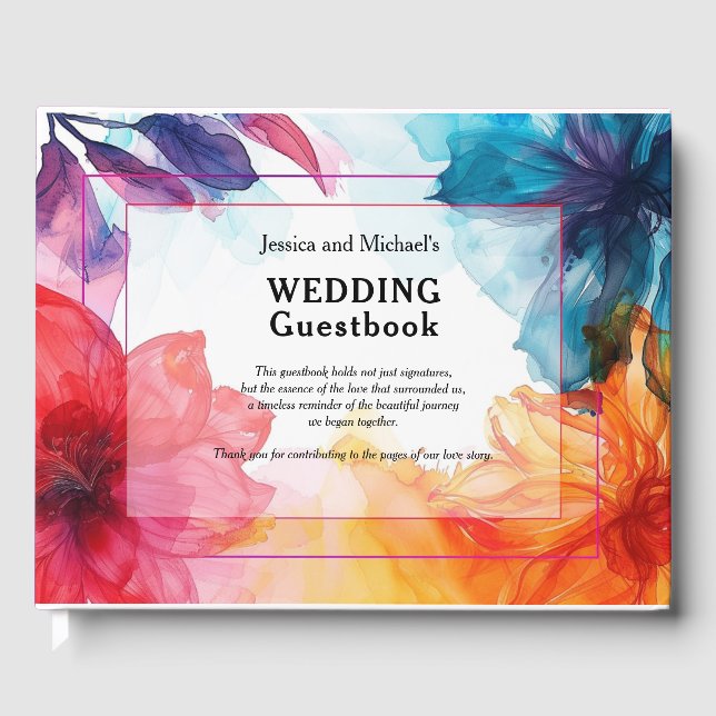 😍 Elegant Guestbook Anemone Dreamscape Bröllop Gästböcker (Framsida)