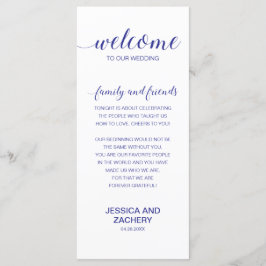Elegant Guests Blue White Tack Bröllop Program