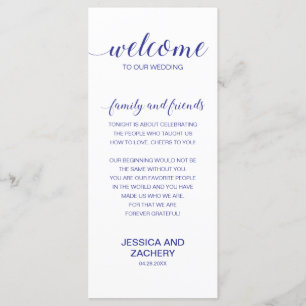 Elegant Guests Blue White Tack Bröllop Program