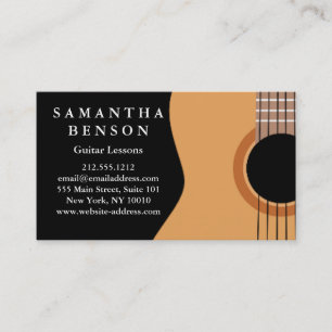 Elegant Guitar Lessons Black White Musical Abstrac Visitkort