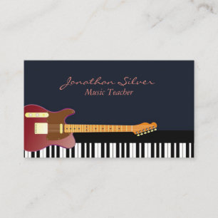 Elegant Guitar och Piano Nycklar Music Teacher Visitkort