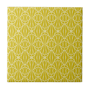 Elegant gul Art Deco-mönster med diamantmotiv Kakelplatta