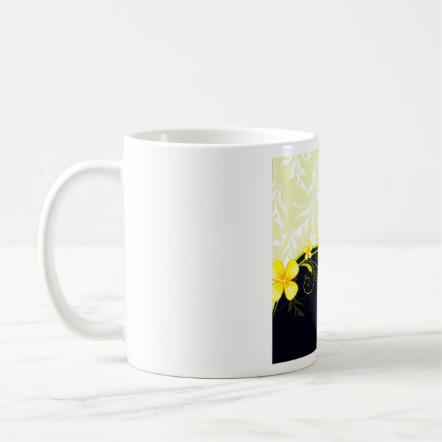 Elegant gul blomdamask kaffemugg (Vänster)