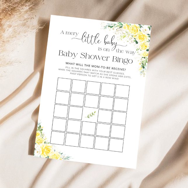 Elegant gul blommig baby shower spel bingo (Skapare uppladdad)