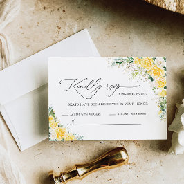 Elegant gul blommig bröllops-RSVP-kort OSA Kort