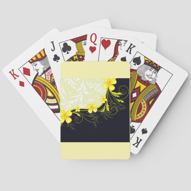 Elegant Gul Blommig Damask Casinokort (Baksidan)
