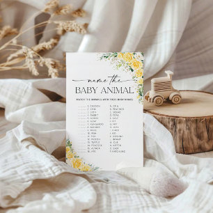Elegant gul blommig Namnge baby-djuret spel