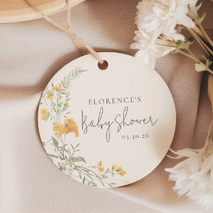 Elegant gul blomster baby shower gåvor etiketter