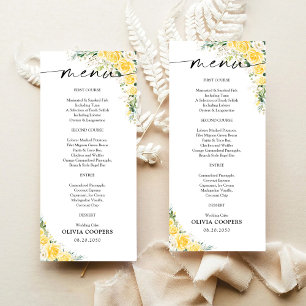 Elegant gul blomster baby shower-meny meny