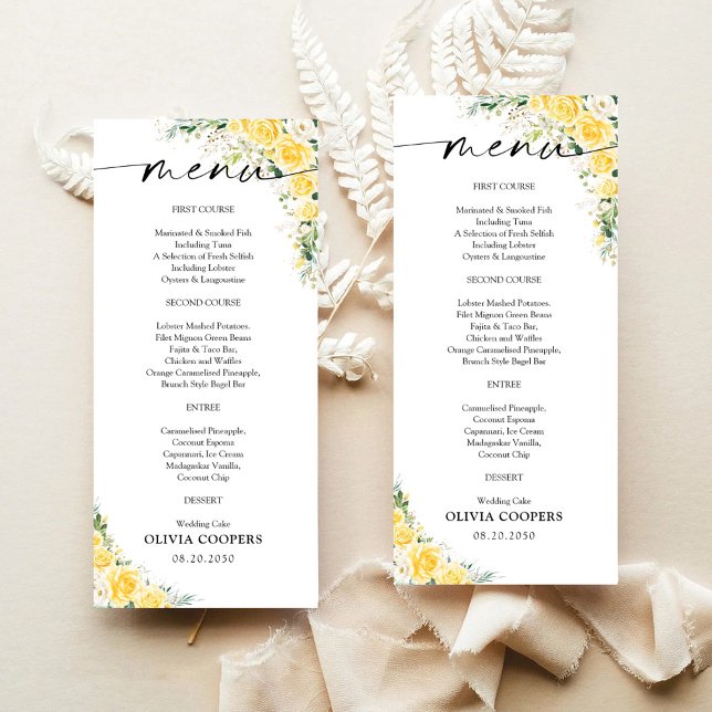 Elegant gul blomster baby shower-meny meny (Skapare uppladdad)