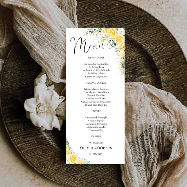 Elegant gul blomster baby shower-meny meny (Skapare uppladdad)