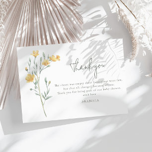 Elegant gul blomster baby shower tack kort