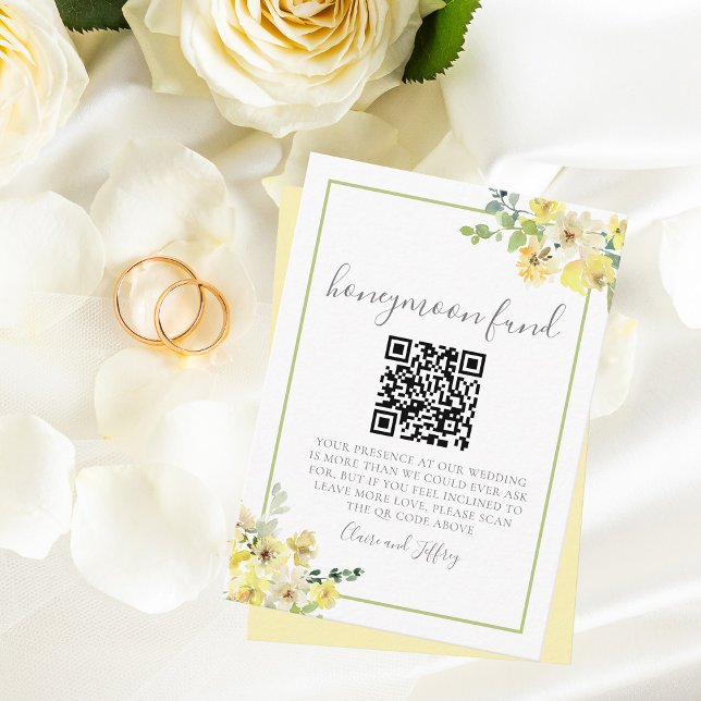 Elegant gul blomstergift för smekmånad i sagesgrön tilläggskort (Skapare uppladdad)