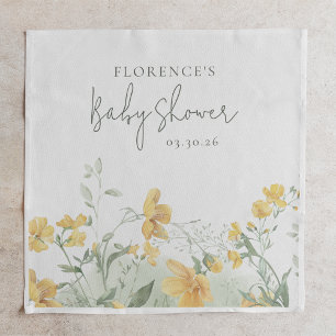 Elegant gul blomstergul baby shower pappersservett
