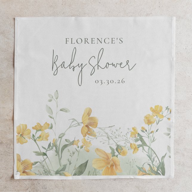 Elegant gul blomstergul baby shower pappersservett (Skapare uppladdad)