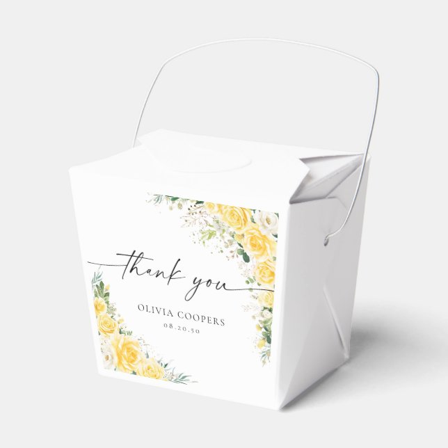 Elegant gul blomsterlåda för babyfirande presentgå presentaskar (Framsidan Sidan)