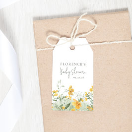 Elegant gul blomsterpresentkort presentetikett